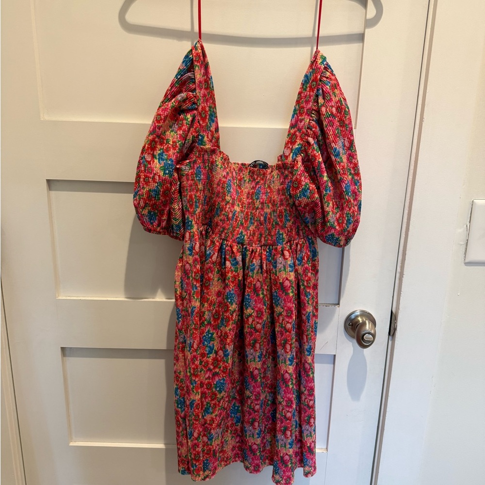 Zara Floral Mini Dress - Red and Blue